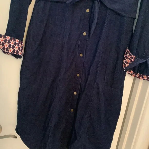 Maeve by Anthropologie tie front navy corduroy dress. Size 4. - Picture 4 of 5